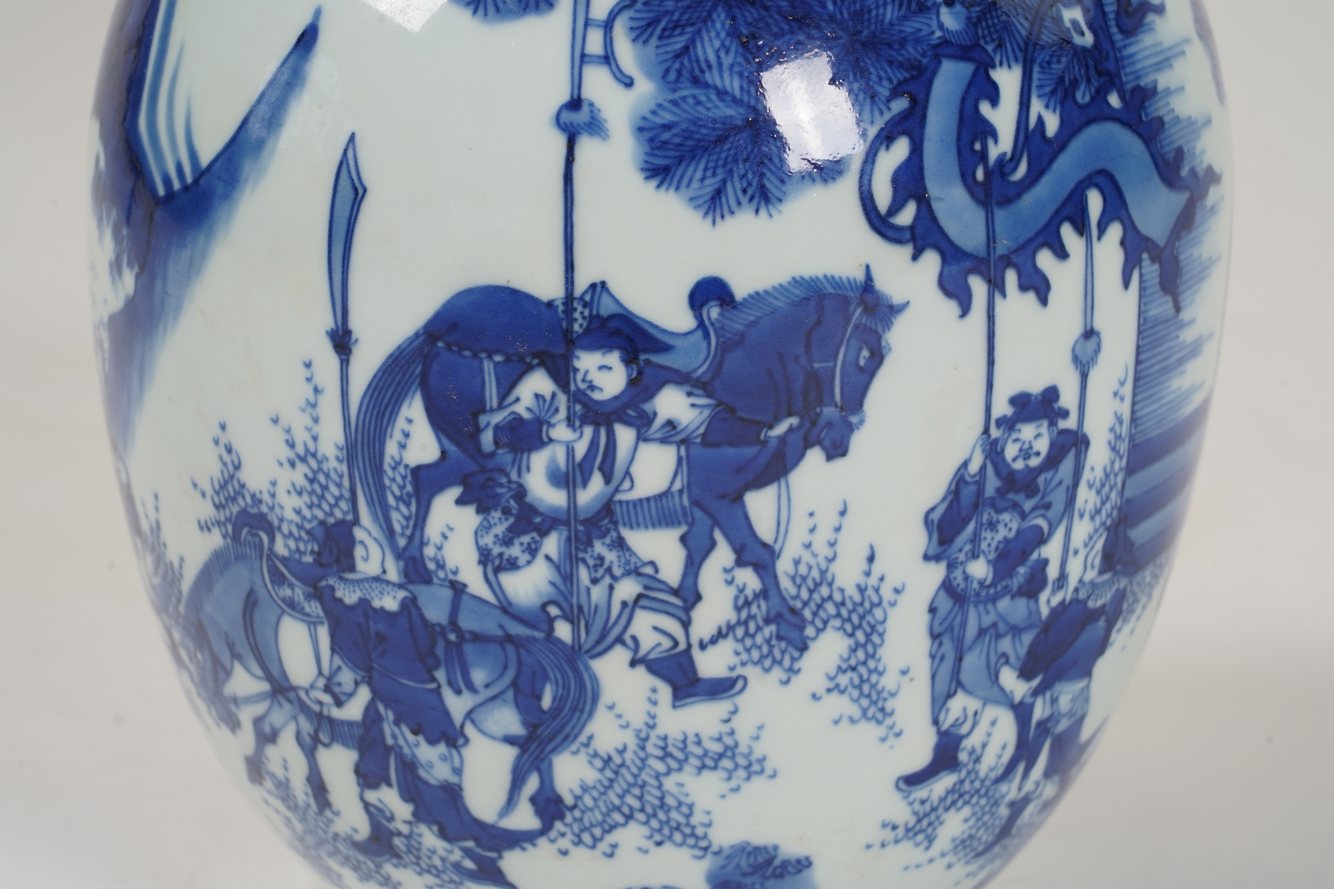 A Chinese blue and white lantern shaped vase, probably Chongzhen period